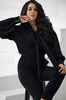 Bluzka damska elegancka wiązana pod szyją POLSKI PRODUCENT - czarna